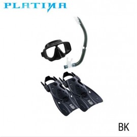 Cestovní sada pro dospělé Platina Hyperdry TUSA set  maska, šnorchl, ploutve , batoh , černá barva UP0101